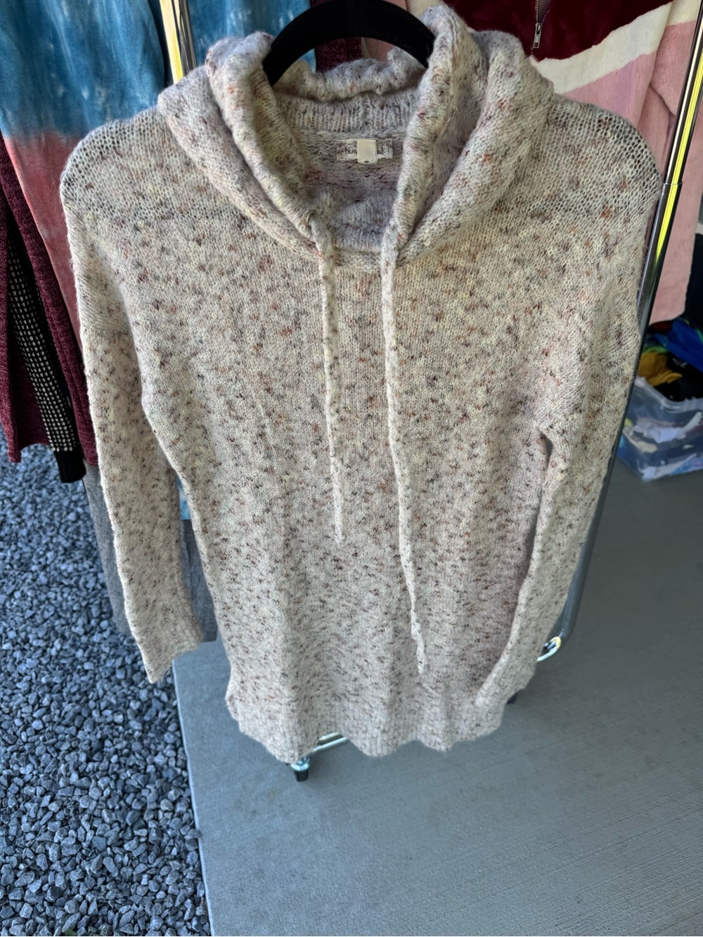 Hem & Thread Cream Speckled Cowl-Neck Pullover